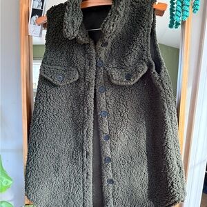 SHEIN Dark Green Teddy Jacket